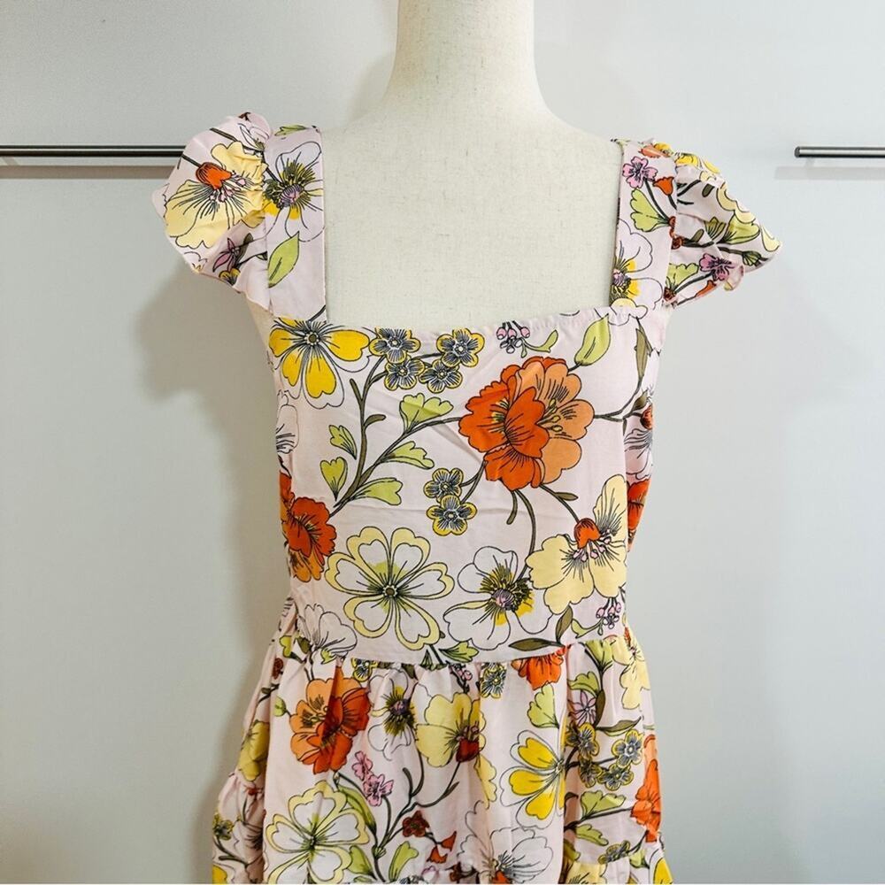 Lottie & Holly Floral Square Neck Flutter Sleeve Mini Dress NWT M - Picture 14 of 14